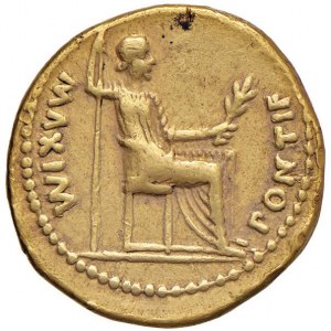 Tiberius (14-37) Aureus - Laureate head right - R/ Li...