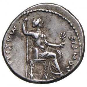 Tiberio (14-37) Denario - Testa laureata a destra - R/ ...
