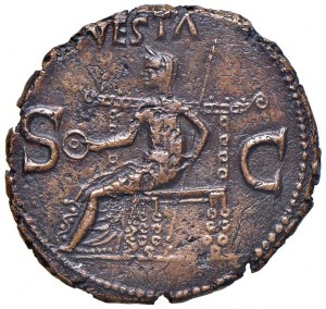 Caligula (37-41) Axis - Head to s. - R/ Vesta seated at ...