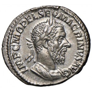 Macrino (217-218) Denario - Busto laureato a d. - R/ La...
