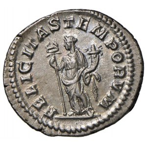 Macrino (217-218) Denario - Busto laureato a d. - R/ La...