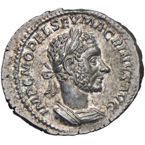 Macrino (217-218) Denario - Busto laureato a d. - R/ La...