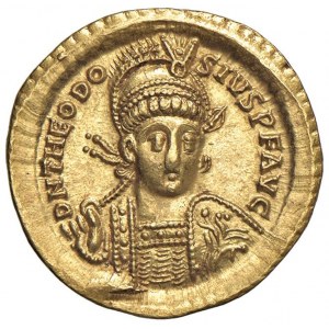Teodosio II (402-450) Solido (Costantinopoli) Busto elm...