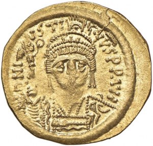 Justin II (565-578) Voják - Korunovaná busta s...