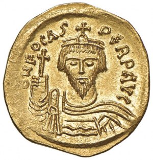 Focas (602-610) Solid - Frontal crowned bust holds ...