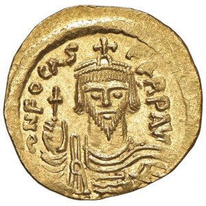 Focas (602-610) Solido - Busto coronato frontale tiene ...