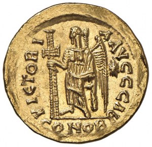 Solidus beaten by Odoacer on behalf of Emperor Zeno (...