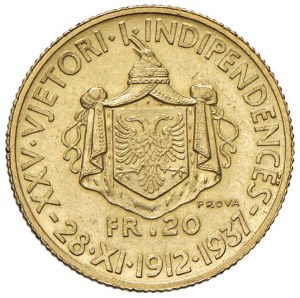 ALBANIA Zogu (1925-1939) 20 Franga 1937 Prova 25° dell'...