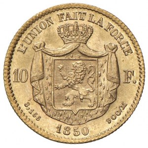 BELGIO Leopoldo I (1831-1865) 10 Franchi 1850 - FR.408,...