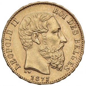 BELGIUM Leopold II (1865-1909) 20 Francs 1877 - KM 37 ...