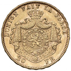 BELGIUM Leopold II (1865-1909) 20 Francs 1877 - KM 37 ...