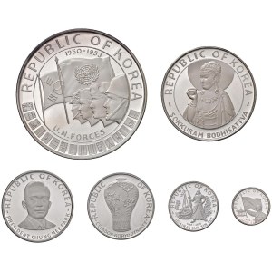 COREA 1.000, 500, 250, 200, 100 e 50 Won 4303 (1970) - ...