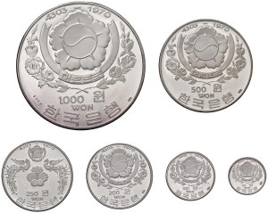 KOREA 1,000, 500, 250, 200, 100 and 50 Won 4303 (1970) - ...