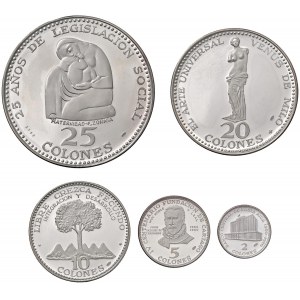 COSTA RICA 25, 20, 10, 5 e 2 Colones 1970 - KM 194, 193...