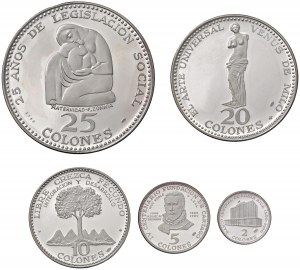 COSTA RICA 25, 20, 10, 5 et 2 Colones 1970 - KM 194, 193...