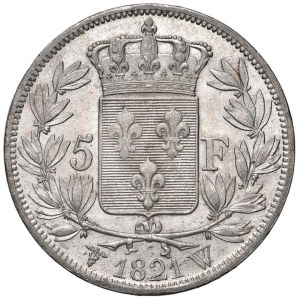 FRANCIA Luigi XVIII (1814-1824) 5 Franchi 1821 W - KM 7...