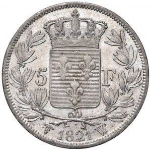 FRANCE Louis XVIII (1814-1824) 5 Francs 1821 W - KM 7...