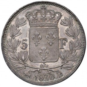 FRANCIA Carlo X (1824-1830) 5 Franchi 1830 B - Gad. 644...
