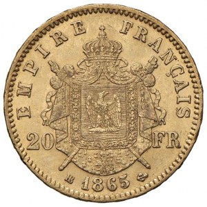 FRANCJA Napoleon III (1852-1870) 20 franków 1865 BB - ...