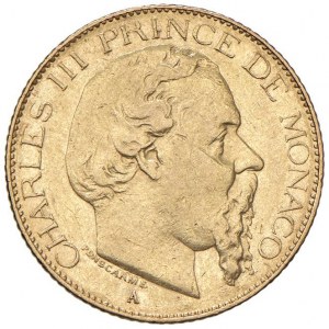 MONACO Carlo III (1856-1889) 20 Franchi 1878 - KM 98 AU...