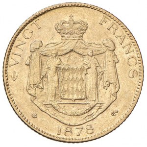 MONACO Carlo III (1856-1889) 20 Franchi 1878 - KM 98 AU...