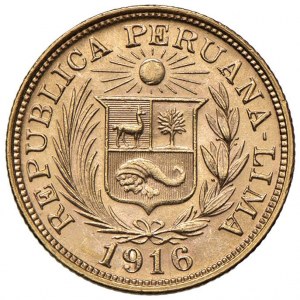 PERU Libra 1916 - KM 207; Fr. 73 AU (g 8.00)...