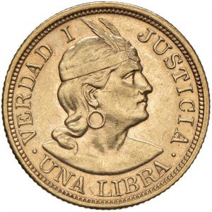 PERU Libra 1917 - KM 207; Fr. 73 AU (g 7.99) Mark to...