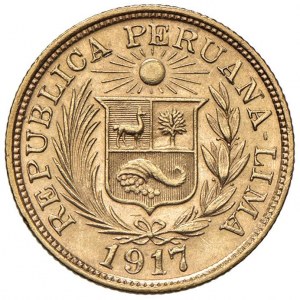 PERU Libra 1917 - KM 207; Fr. 73 AU (g 7.99) Mark to...