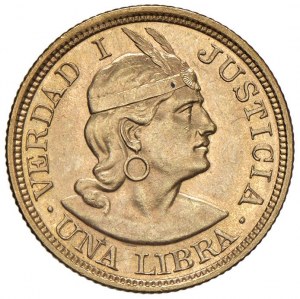 PERU Libra 1918 - KM 207; Fr. 73 AU (g 8.00)...