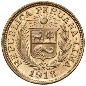 PERU Libra 1918 - KM 207; Fr. 73 AU (g 8.00)...