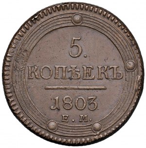 RUSSIE Alexandre Ier (1801-1825) 5 Kopecks 1803 EМ - Bi...