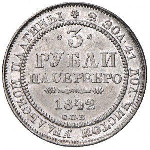 RUSSIA Nicholas I (1825-1855) 3 Rubles 1842 - KM C177 Plat...