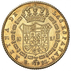 SPAIN Isabella II (1833-1868) Barcelona - 80 Reales 1...