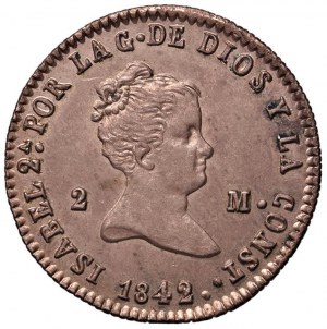 SPAIN Isabella II (1833-1868) 2 Maravedìs 1842 Segovia...