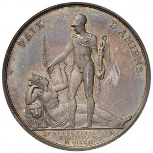 1802 Peace of Amiens medal. D/ NAPOLEON BONAPARTE PRE...