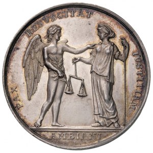 Medal z pokoju w Amiens z 1802 r. D/ PAX RESUSCITAT IUSTITI...