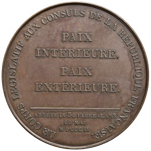 Medaglia 1802 Promulgazione del trattato di Amiens. D/ ...