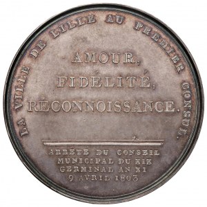 Medal 1803 The city of Lille grateful to Napoleon the first...