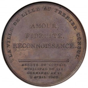 Medaglia 1803 La città di Lille grata a Napoleone primo...