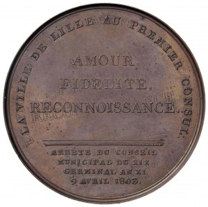 Medal 1803 The city of Lille grateful to Napoleon the first...