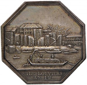 Octagonal token 1804 Lumber trade in Paris. ...