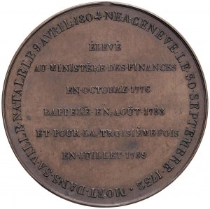 Medal 1804 Death of Necker. D/ Bust right. Circular.