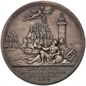 Medal End of the blockade of the Elbe River. D/ The god of the...