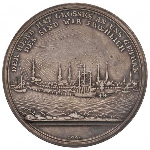Medal End of the blockade of the Elbe River. D/ The god of the...