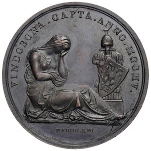 Medaglia Presa di Vienna. D/ Testa con elmo corinzio a ...