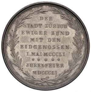 ŠVÝCARSKO Curyšská medaile 1851 Výročí vstupu do ...