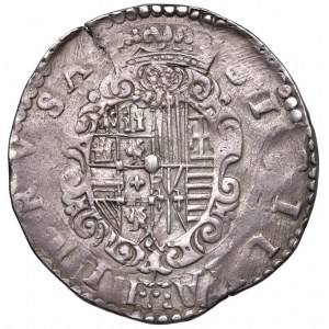 NAPLES Philippe II (1554-1598) Demi-ducat initiales GR / V...
