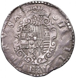 NAPLES Philippe II (1554-1598) Demi-ducat initiales GR / V...
