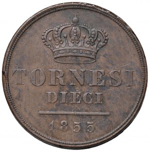 NAPLES Ferdinand II (1830-1859) 10 Tornesi 1855 - Magl...