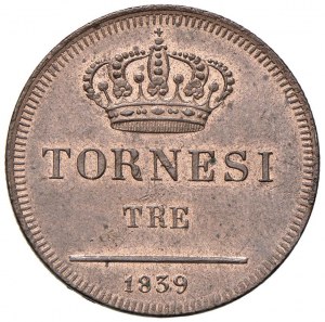 NAPLES Ferdinand II (1830-1859) 3 Tornesi 1839 - Magli...